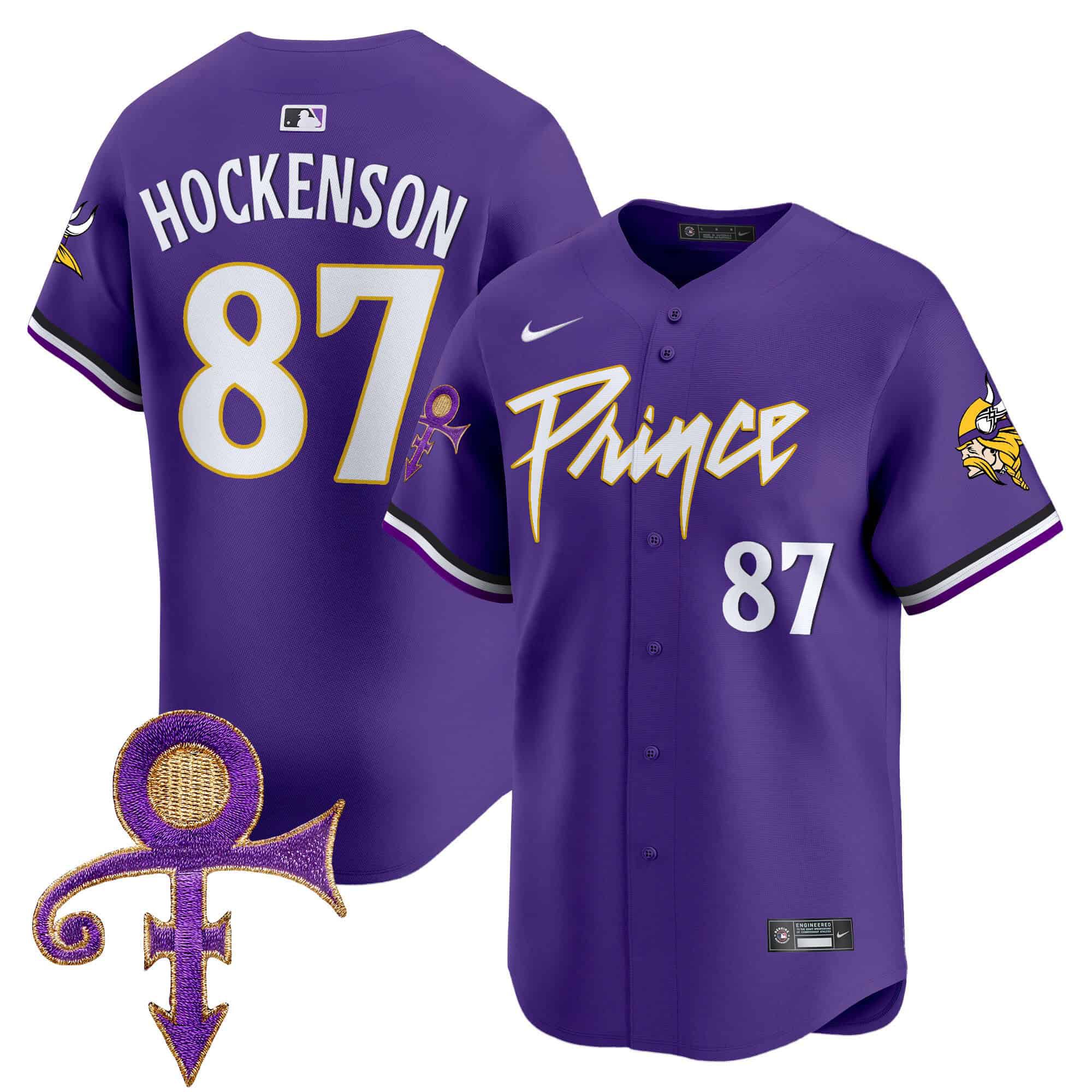 Men Minnesota Vikings #87 Hockenson Purple 2024 Nike Prince Patch Vapor Premier Limited NFL Jersey